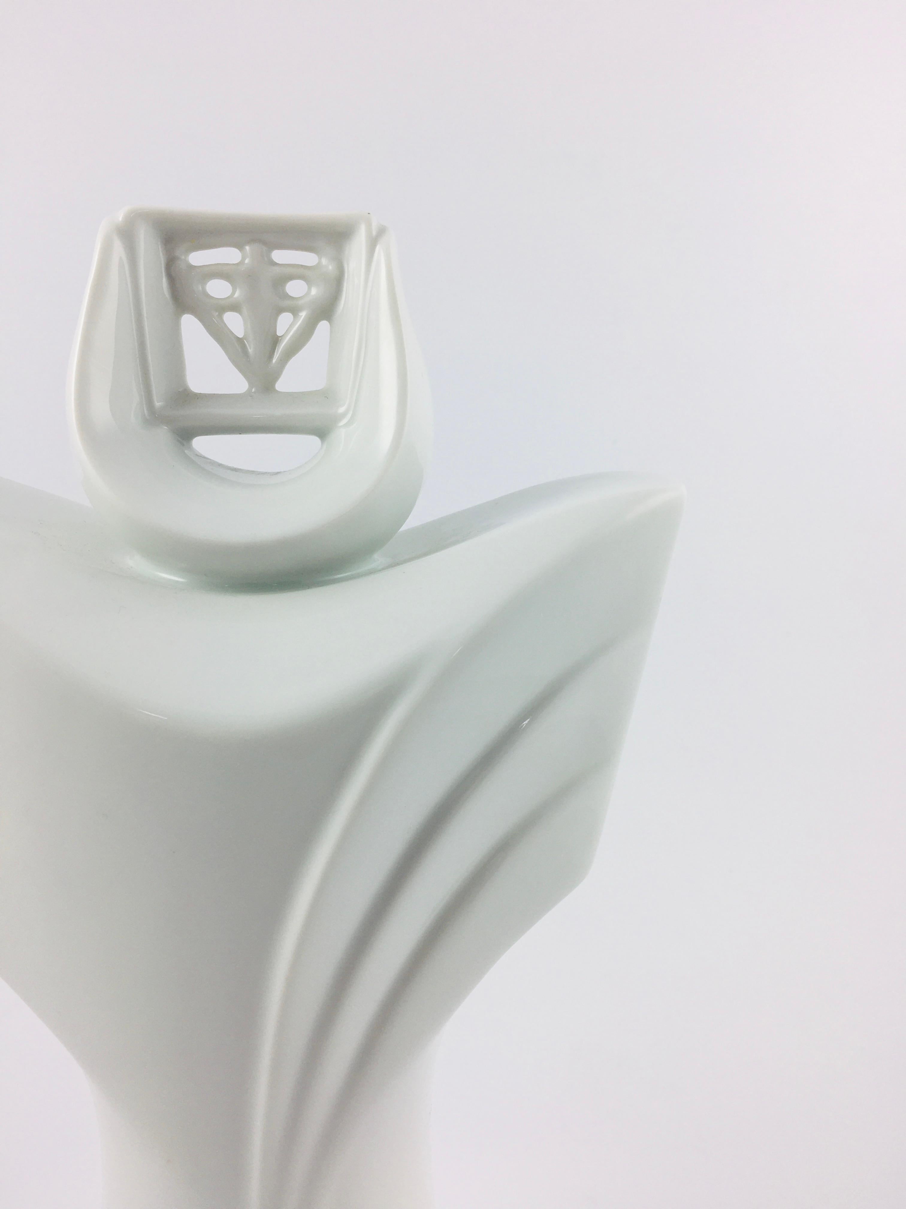 Hungarian Modern Abstract White Porcelain Figure from Hungary, 1960s For Sale
