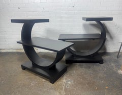 Rare Modernage Half Circle Art Deco Tables in black