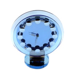 Art Deco Rare Modernist Blue Mirror Clock, c1930