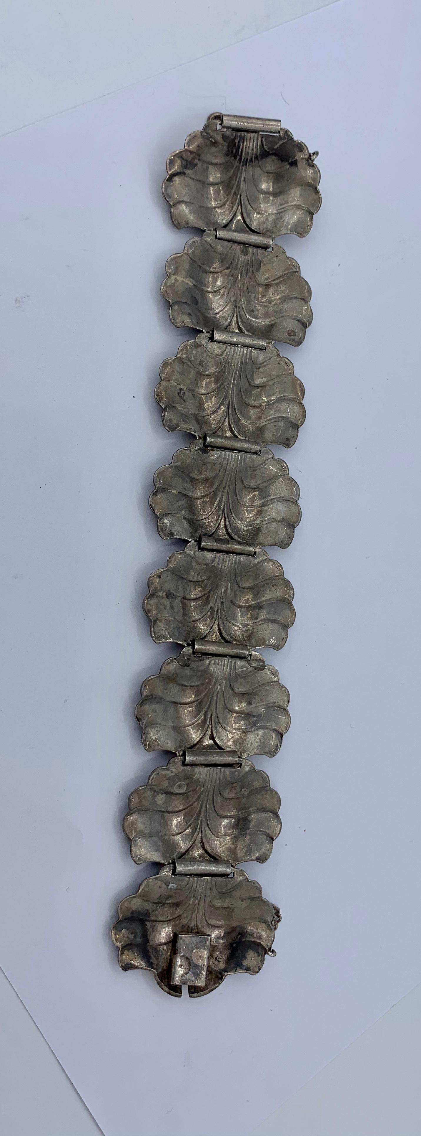 Rare Modernist Art Nouveau Bracelet Silver 14 Karat Gold Barcelona, circa 1900 For Sale 4