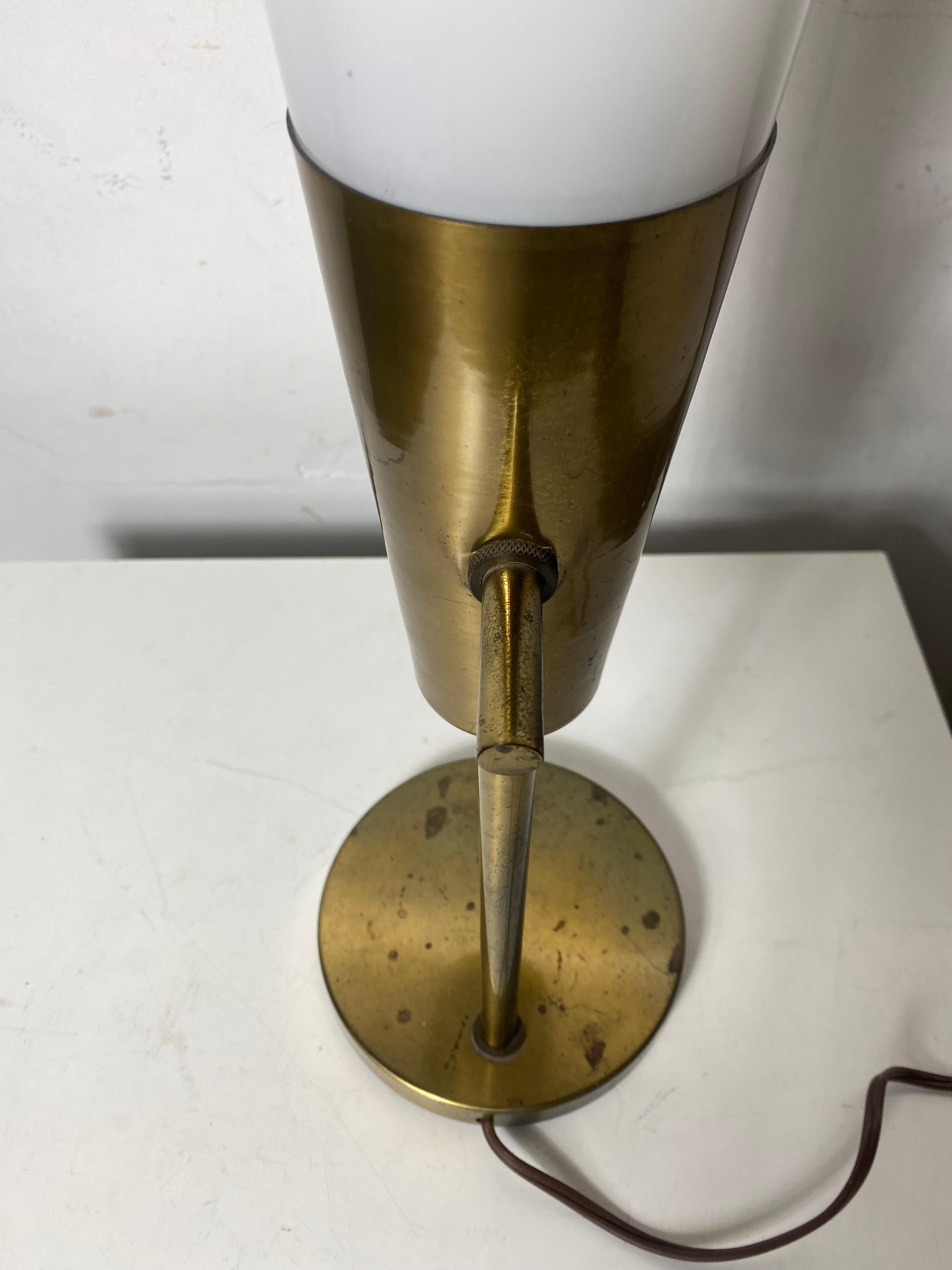 Rare Modernist Brass and Glass Lamp designed by Paul McCobb For Sale 5