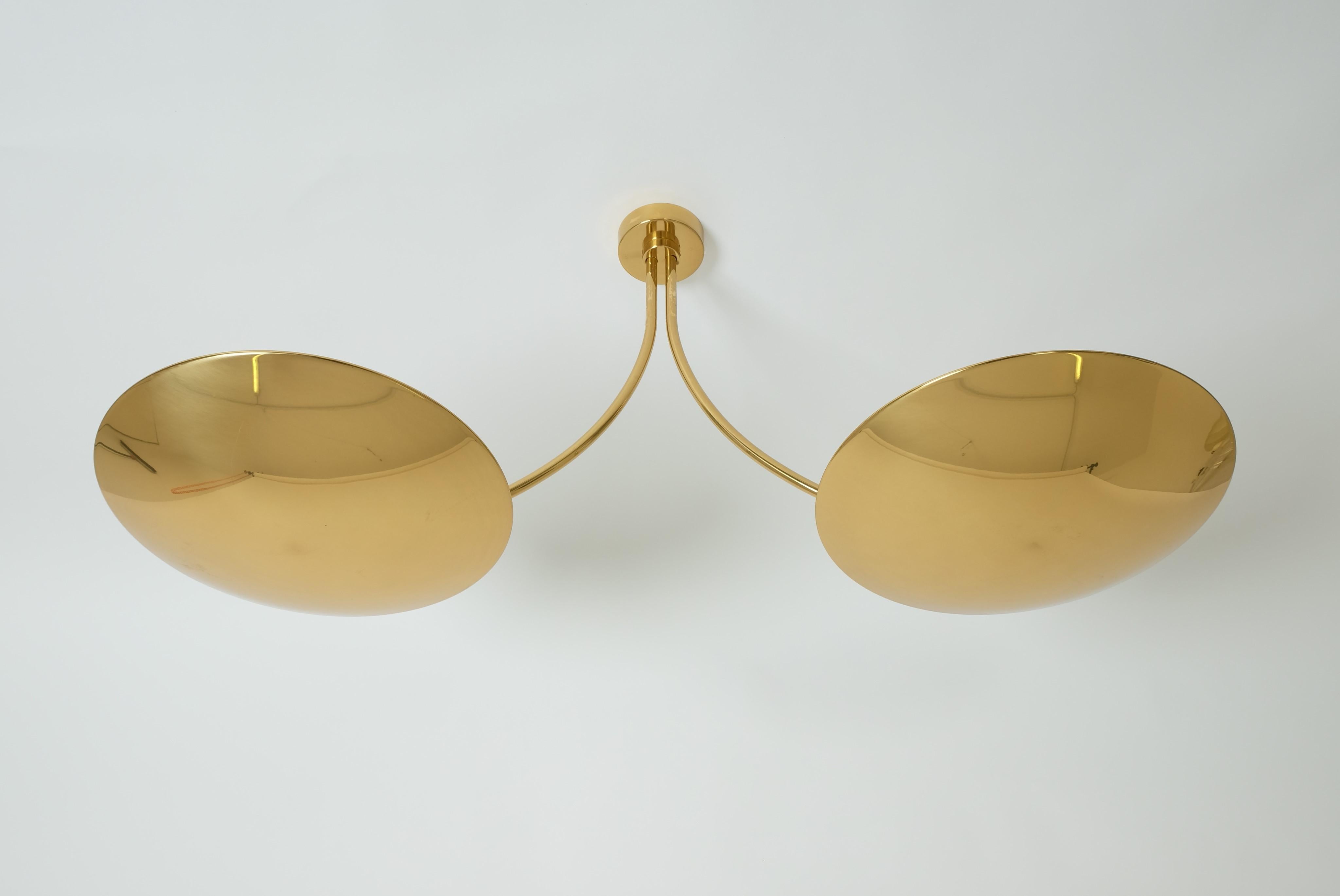 Seltene modernistische Florian Schulz-Pendelleuchte aus Messing, Modell Duan, Deutschland 1970er Jahre im Zustand „Gut“ im Angebot in München, BY