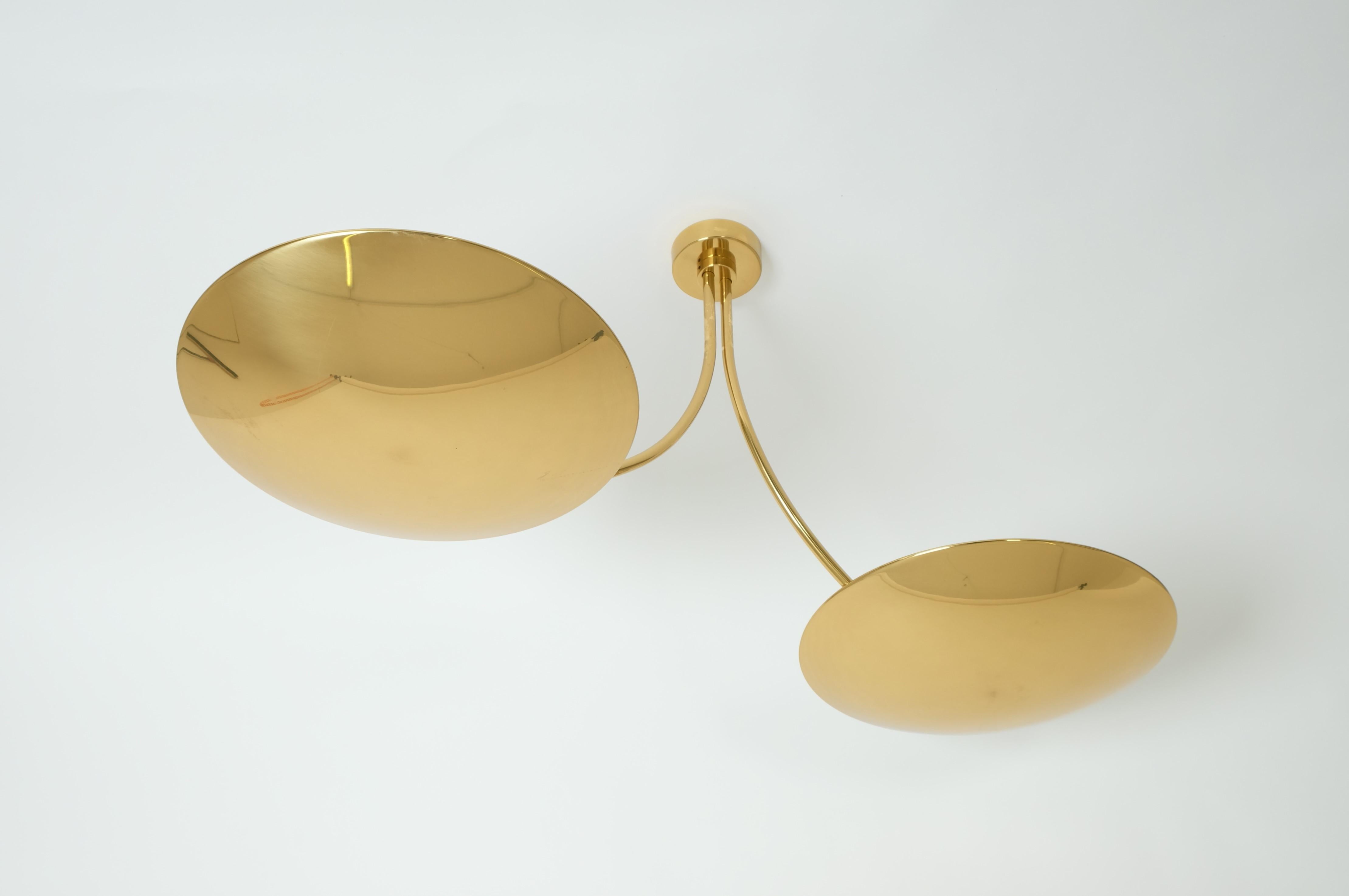 Seltene modernistische Florian Schulz-Pendelleuchte aus Messing, Modell Duan, Deutschland 1970er Jahre (Metall) im Angebot