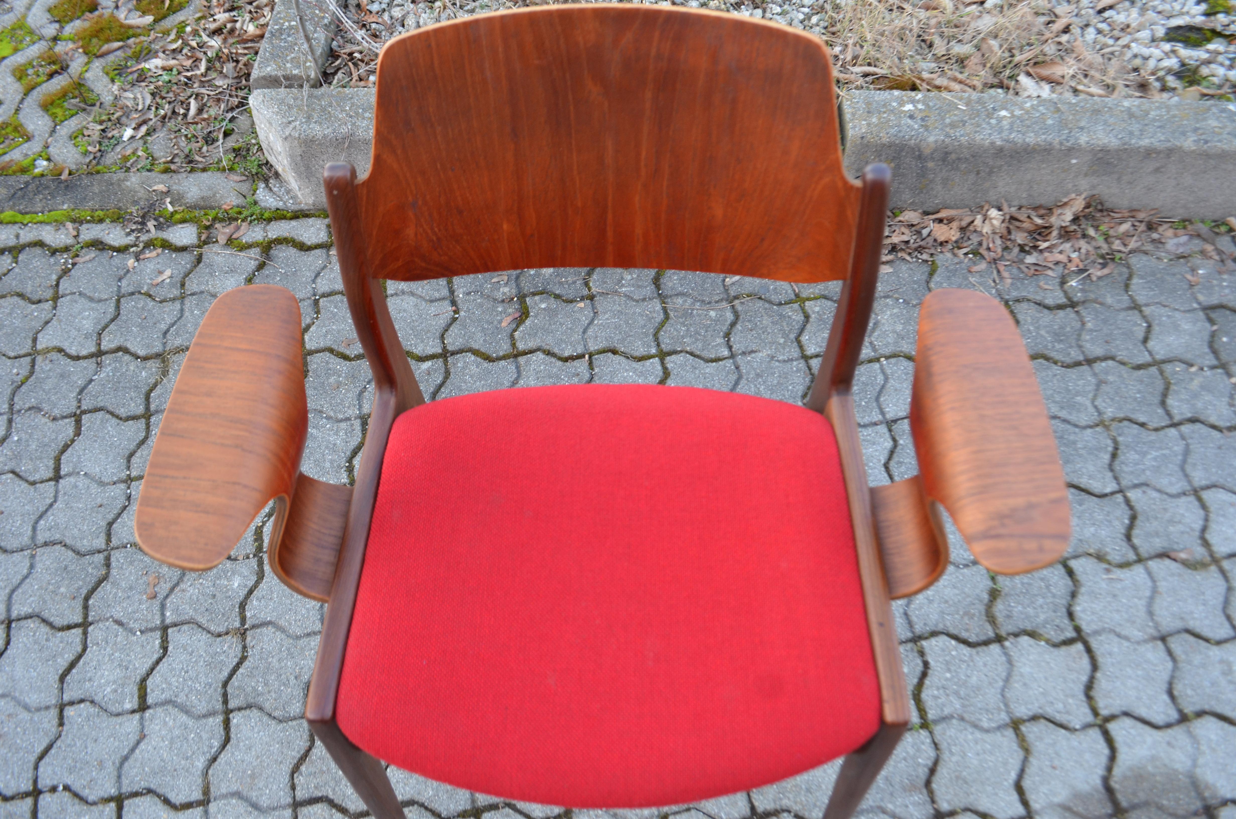 Teak Rare Modernist Wilkhahn Hartmut Lohmeyer Plywood Armchair 476A For Sale