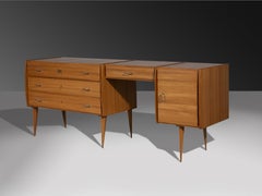 Rare Modular Elmwood Sideboard Attributed to Gio Ponti, Italy, 1950s