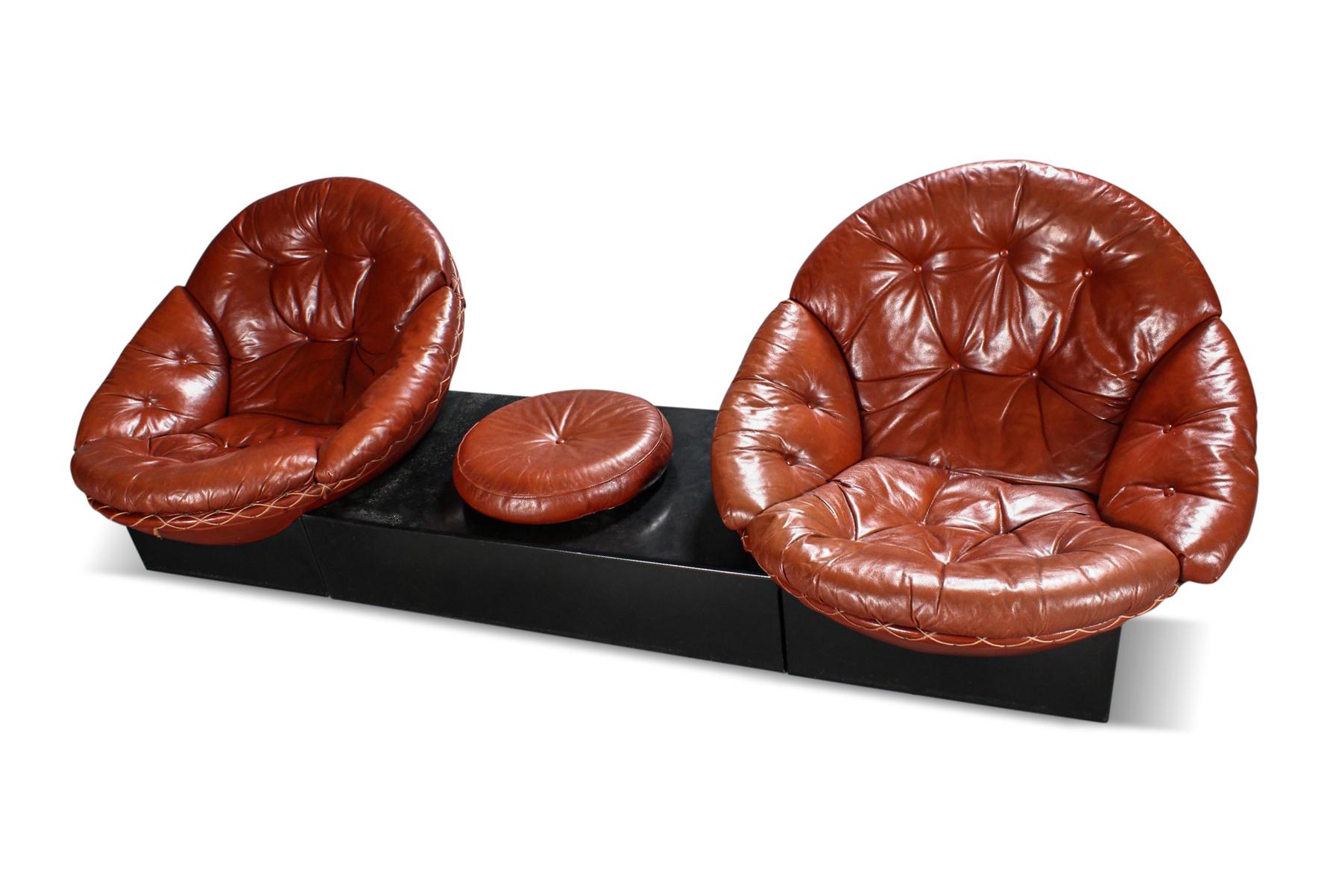 Mid-Century Modern Rare Modular Leather Sofa Set by Illum Wikkelsø For Sale