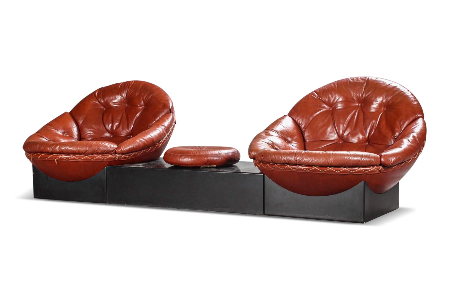 Seltenes modulares Leder-Sofa-Set von Illum Wikkels (20. Jahrhundert) im Angebot