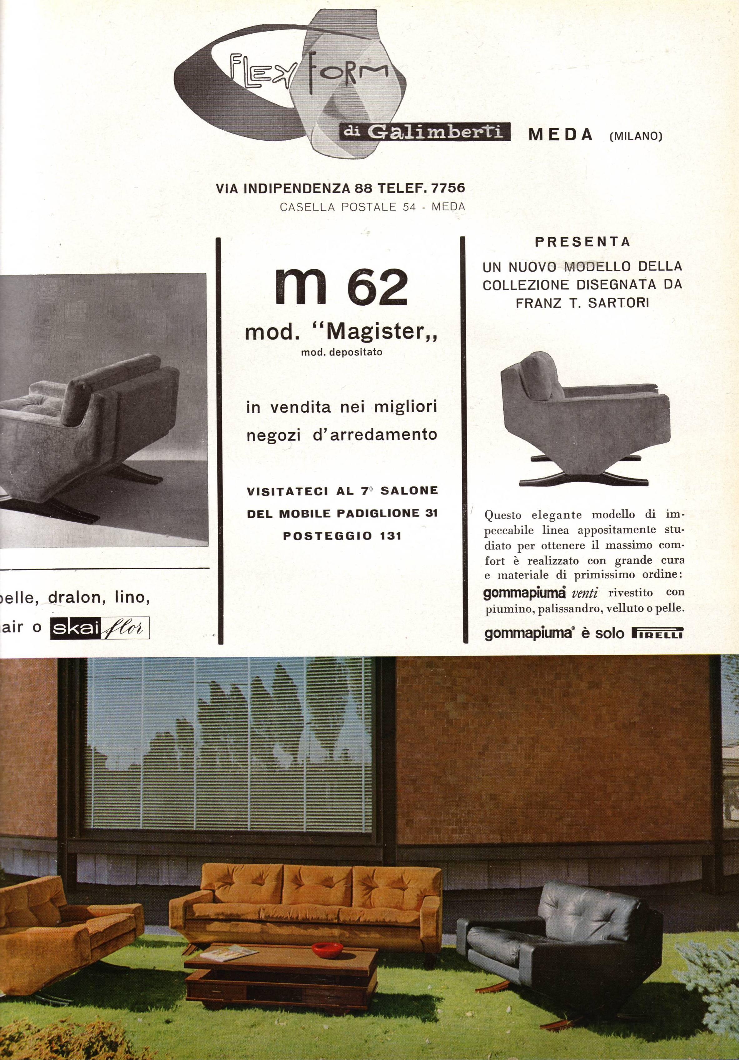 Rare Mohair Lounge Chairs by Italian Sculptor Franz T Sartori, Flexform, 1965 1