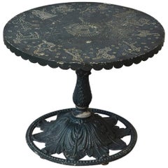 Rare Molla Dark Green Cast Aluminium Zodiac Garden Side Table