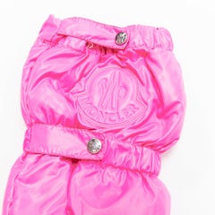rare MONCLER Pierpaolo Piccioli hot pink leather logo down gloves