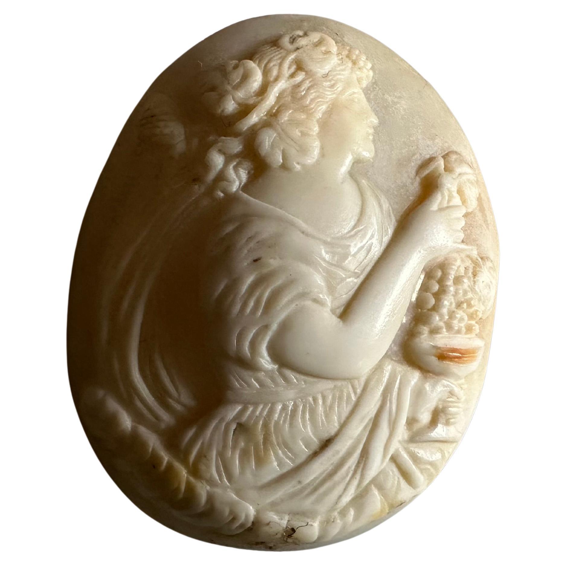 Rare Monochrome Shell Cameo of a Female Bacchus, c. 1850