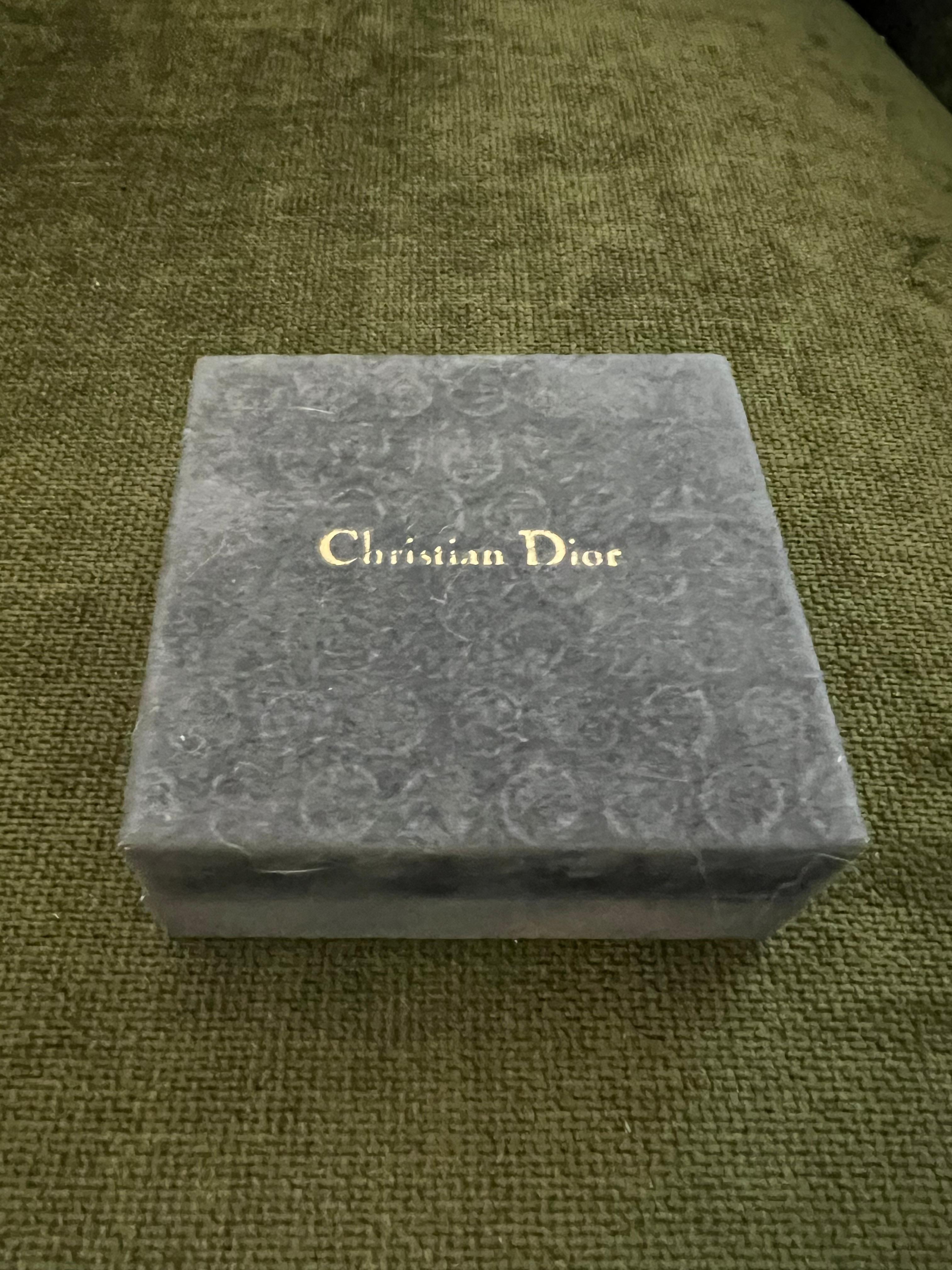 Rare Monsiuer Vintage Christian Dior Gold Plate Cufflinks & Tie Clip In Original For Sale 2