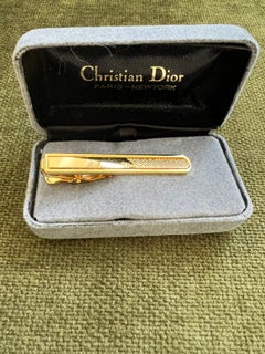 Rare Monsiuer Vintage Christian Dior Gold Plate Tie Clip In Original Case