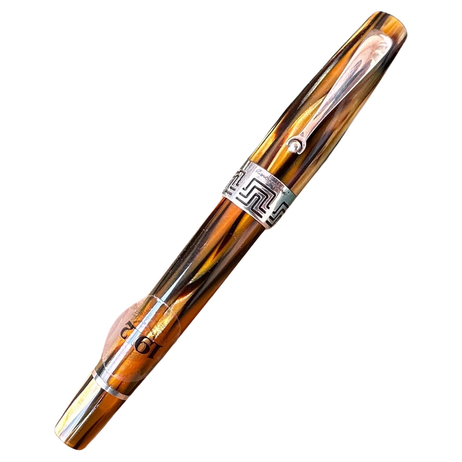 RARE Montegrappa Extra 1930 Turtle Brown Fountain Pen W/18K Medium Nib