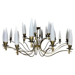 Rare lustre monumental italien à 15 bras Angelo Lelii / Arredoluce 51" de diamètre