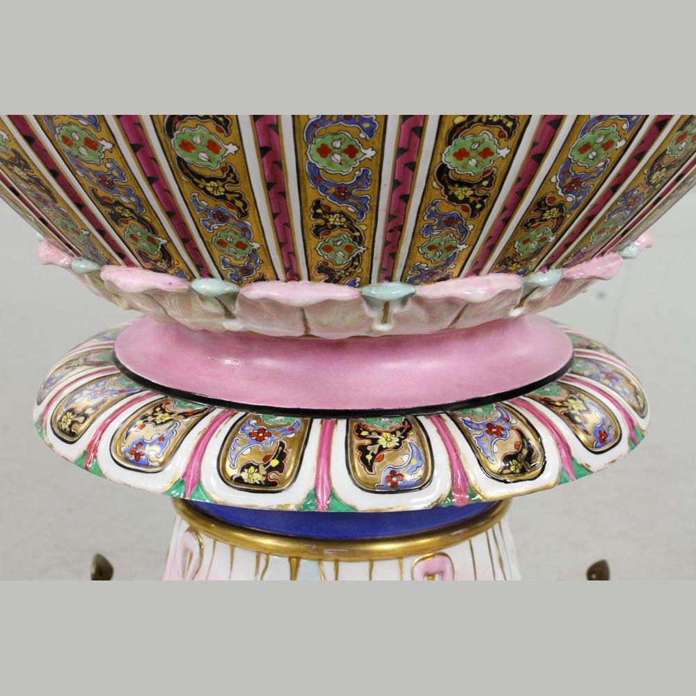Gilt Rare Monumental 19th Century French Porcelain Urn Centerpiece For Sale