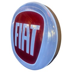 Rare Monumental 5.5 feet in diameter "FIAT" LIGHT -UP Dealership Sign.. Magaplas