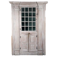 Rare Monumental Architectural 18th Century Painted Corner Cabinet Secretary