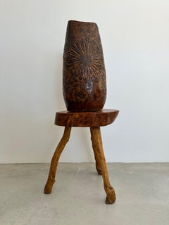 Rare monumental brutalist vase in sandstone from La Borne, France 1970