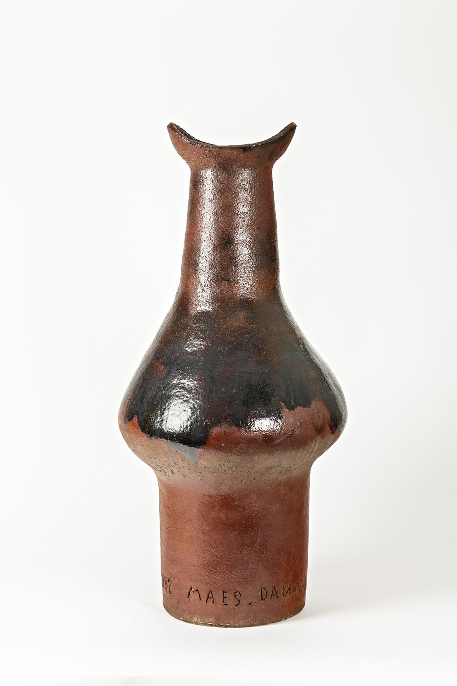 Beaux Arts Rare Monumental Ceramic Vase by Daniel Maes, circa 1992 For Sale