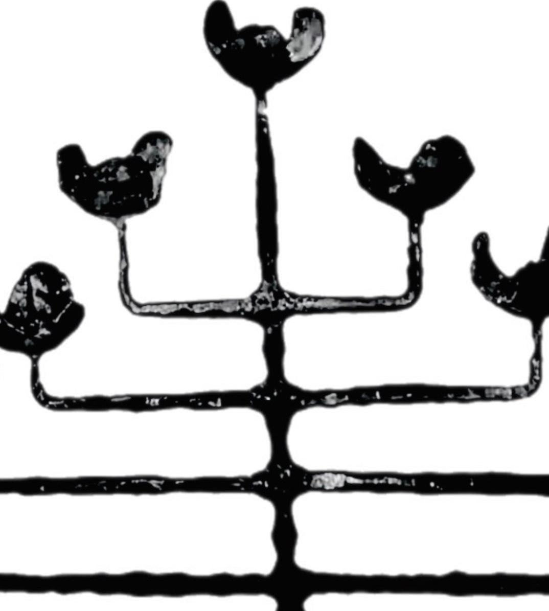 Forgiato Raro enorme monumentale David Palumbo  Menorah moderna di metà secolo in ferro forgiato in vendita
