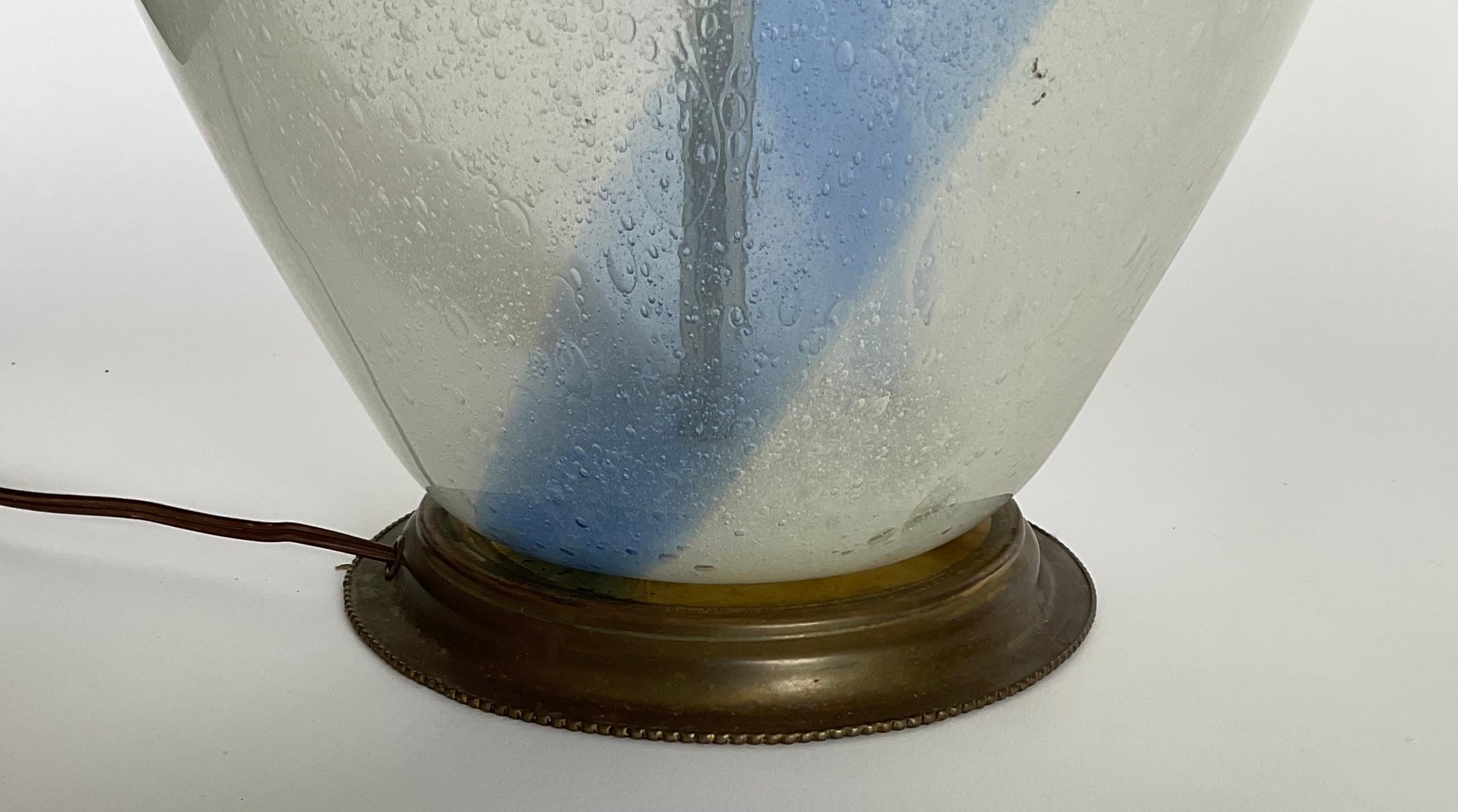 Mid-Century Modern RARE Monumental Dino Martens Aureliano Toso Pulegoso Murano Art Glass Lamp  For Sale