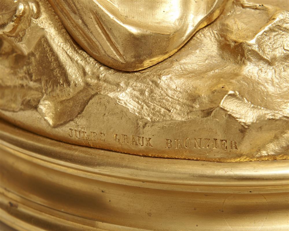 Rare ensemble monumental d'horloges en marbre et bronze doré par Jules Graux de Paris en vente 2
