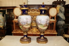 Rare Monumental Pair 19th Century Napoleonic French Sevres Urns circa 1880