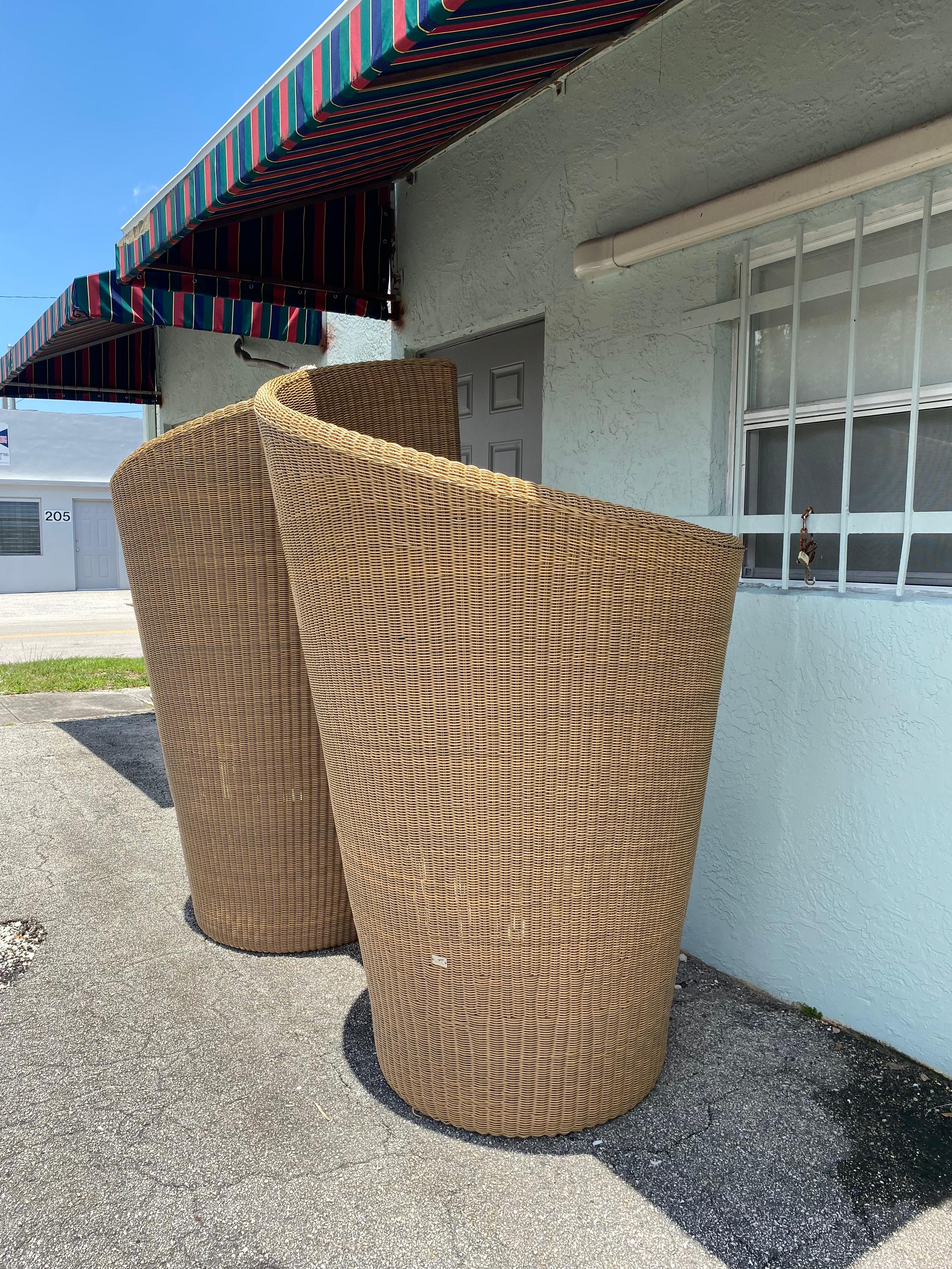 Rare Freeline Monumental Sculptural Rattan Chairs, Set of 2 For Sale 6