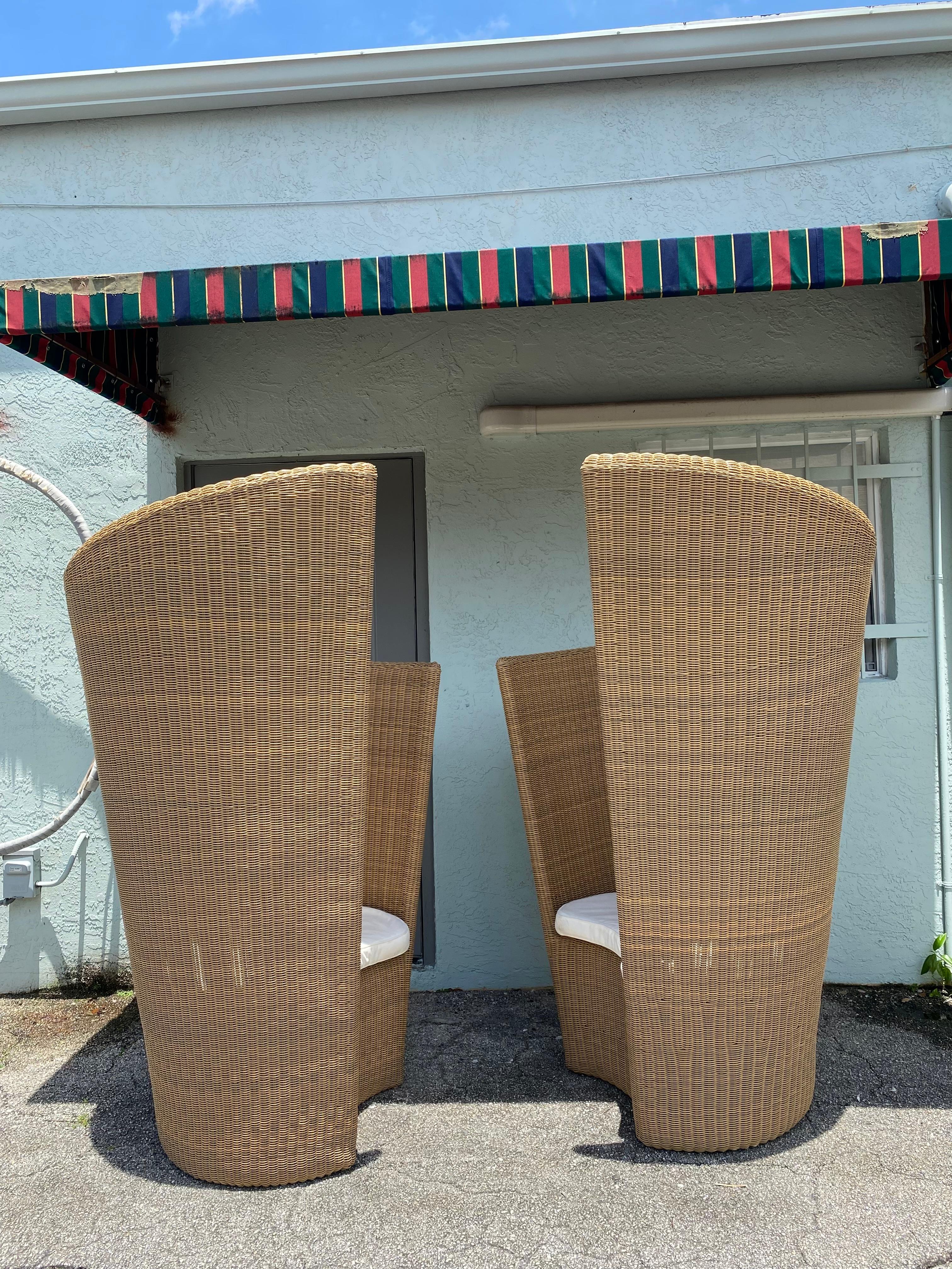 Dutch Rare Freeline Monumental Sculptural Rattan Chairs, Set of 2 For Sale