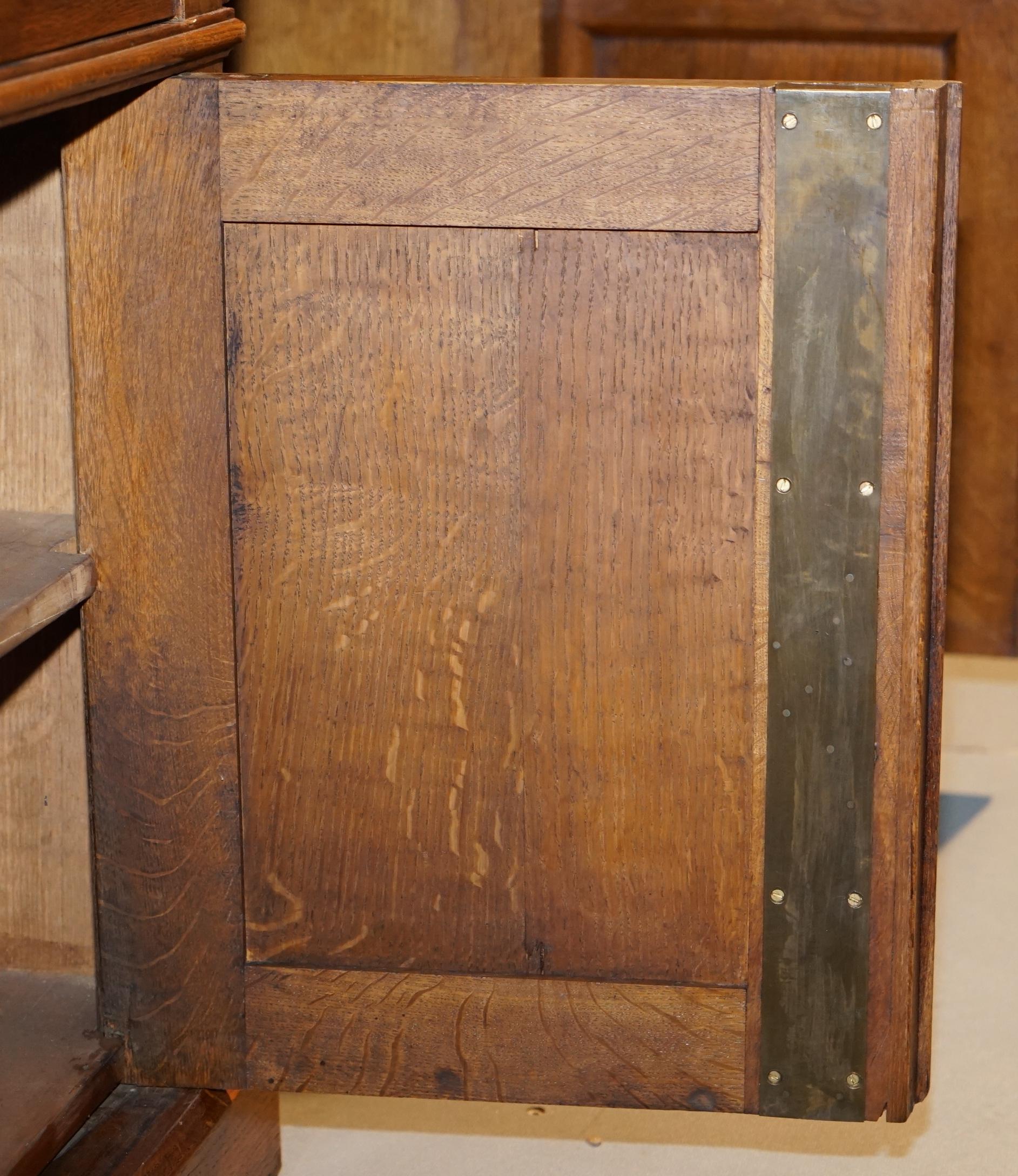 Rare Monumental Victorian Restored Oak Brown Leather Partner Desk Writing Slopes 14