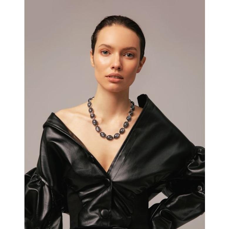 Modern Rare Moon Stone 343 CT White 18K Gold Necklace for Her For Sale