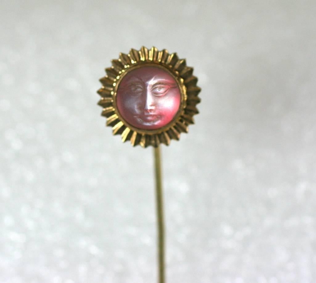 Rare Moonstone Man in the Sun Stickpin In Excellent Condition For Sale In New York, NY