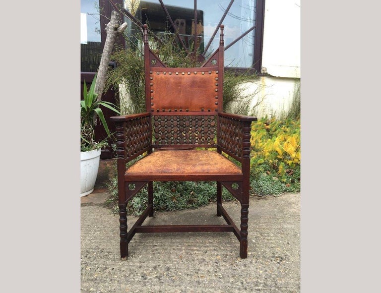 Hand-Crafted Rare Moorish Armchair by Liberty and Co. For Sale