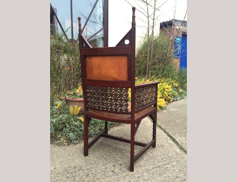 19th Century Rare Moorish Armchair by Liberty and Co. For Sale