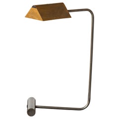 Rare lampe à poser "Mordoré" en bronze nickelé de R. Nathan - France 1970's
