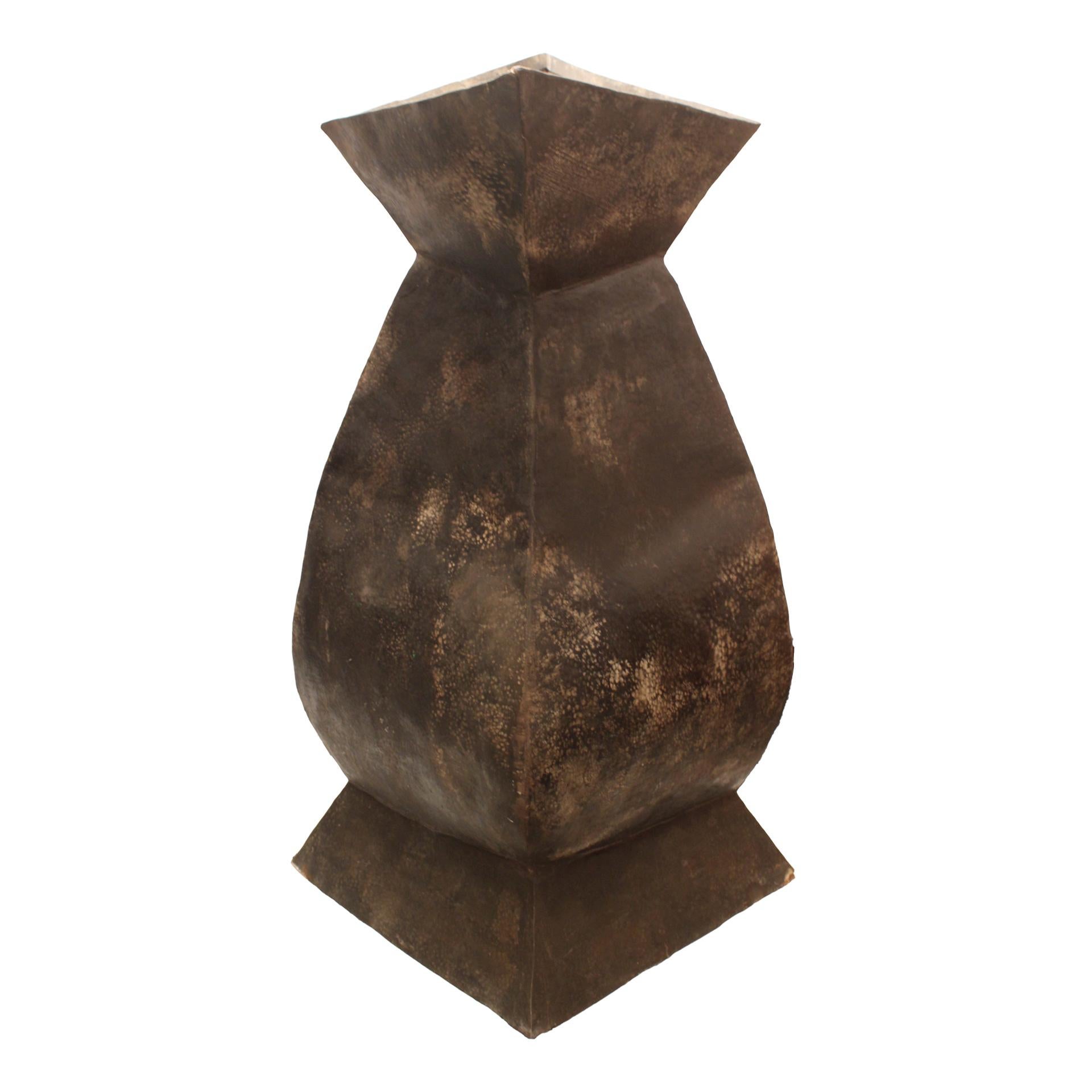 Rare sculptural vessel from the popular crafts of southern Morocco made of hammered metal. Morocco 1970s
