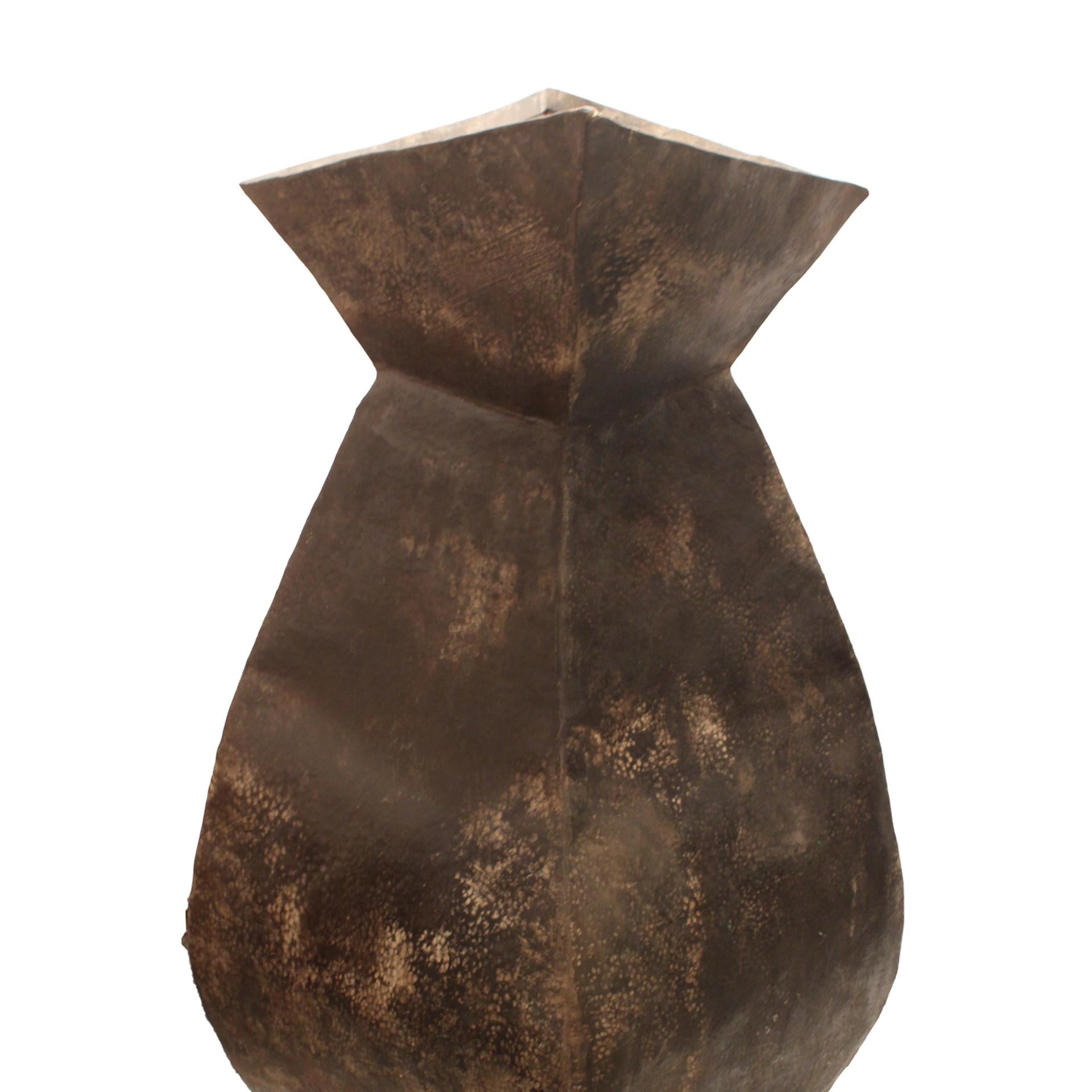 Late 20th Century Moroccan Large Vessel - Sculpture Made of Hammered Metal  For Sale