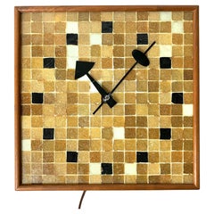 Rare Mosaic Tile Wall Clock in Walnut by George Nelson & Assoc circa 1950s