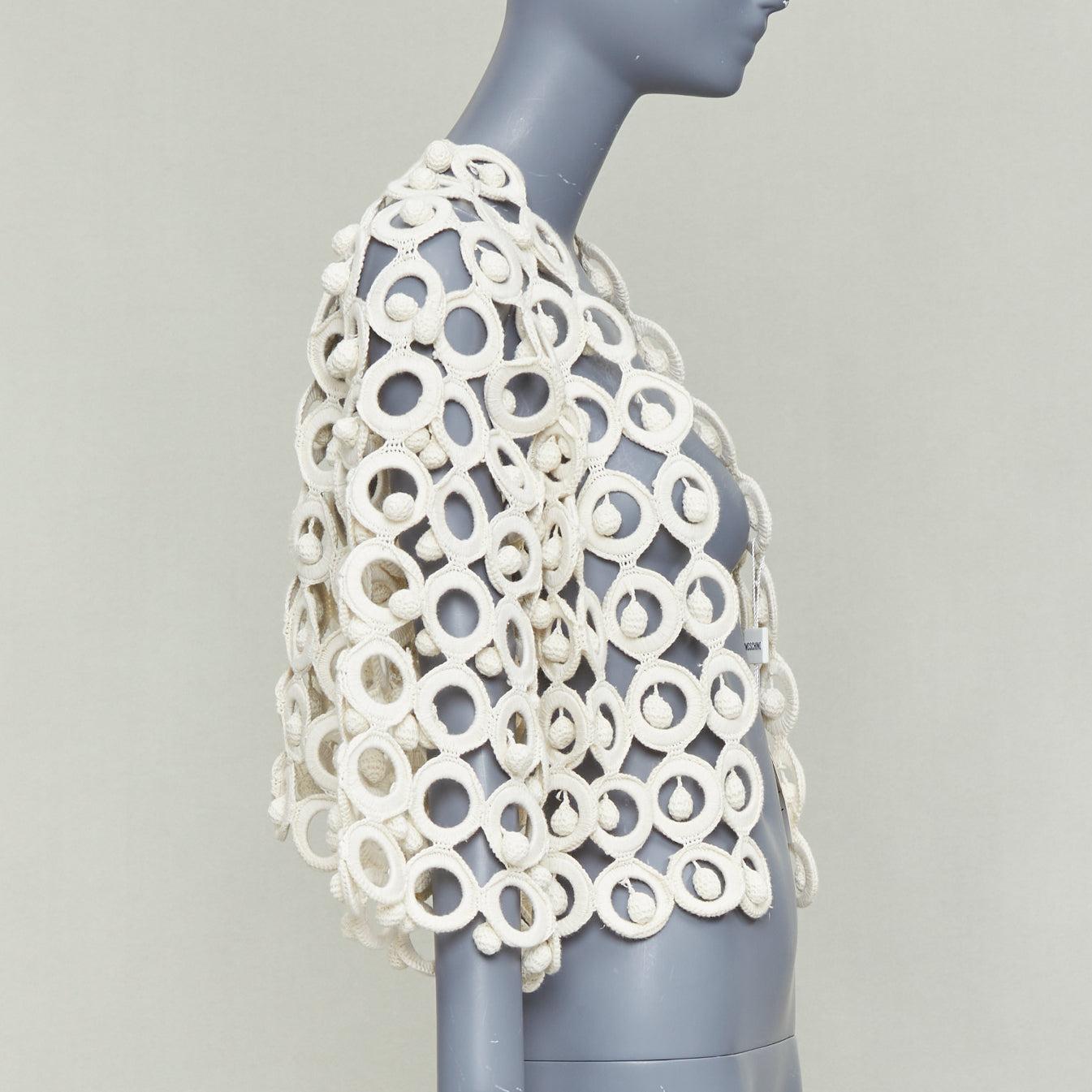 raro Moschino 1980's Vintage macrome crochet sphere crop jacket IT40 S In condizioni Nuovo in vendita a Hong Kong, NT