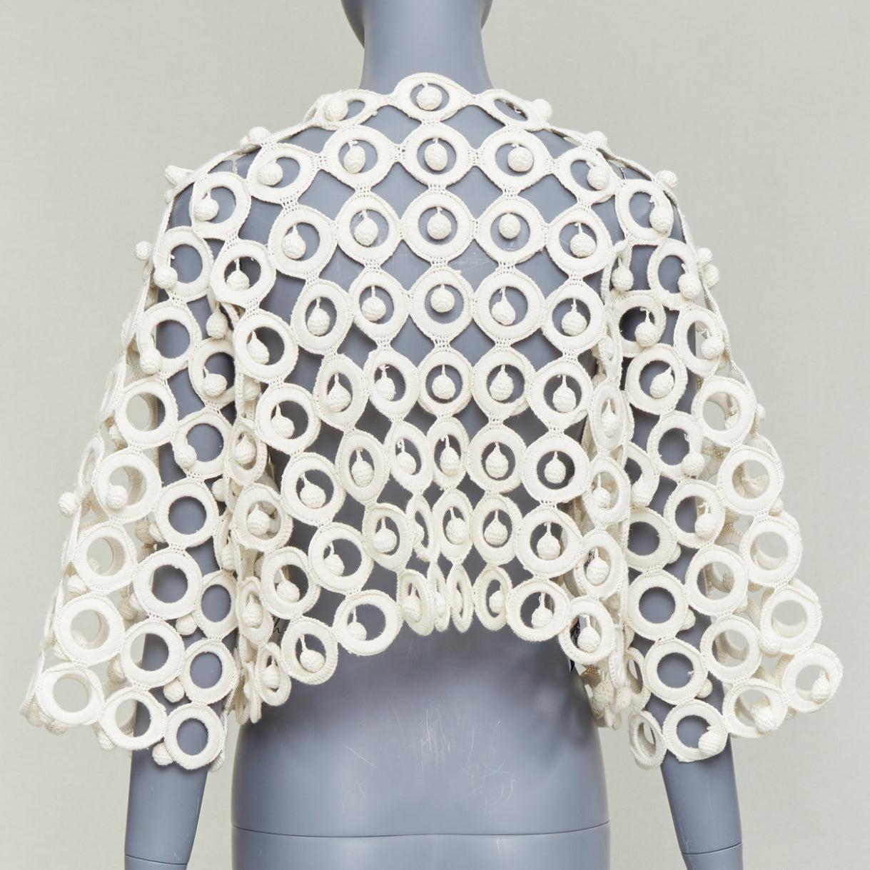 Donna raro Moschino 1980's Vintage macrome crochet sphere crop jacket IT40 S in vendita