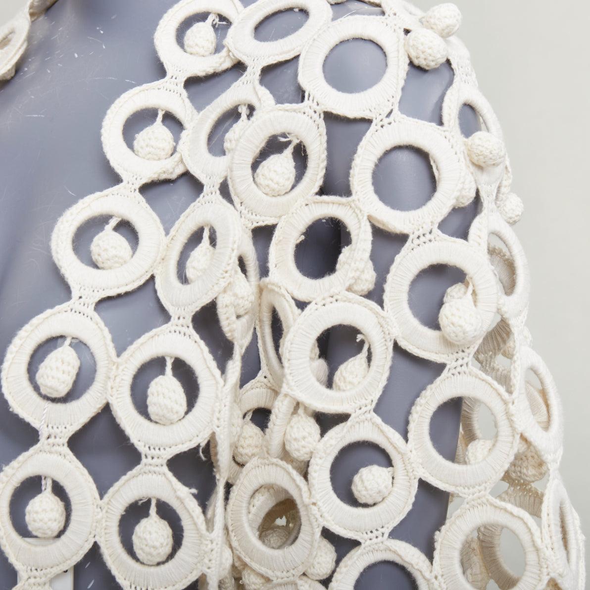 raro Moschino 1980's Vintage macrome crochet sphere crop jacket IT40 S in vendita 2