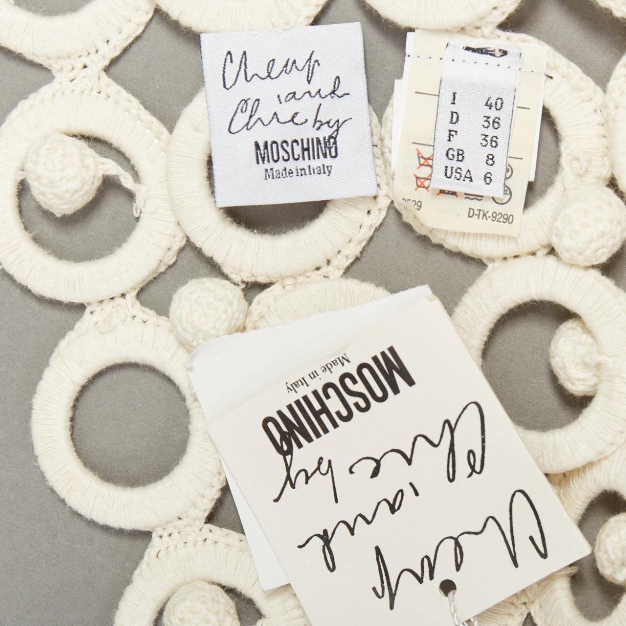 raro Moschino 1980's Vintage macrome crochet sphere crop jacket IT40 S in vendita 3