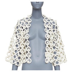 rare MOSCHINO 1980's Vintage macrome crochet sphere ball crop jacket IT40 S