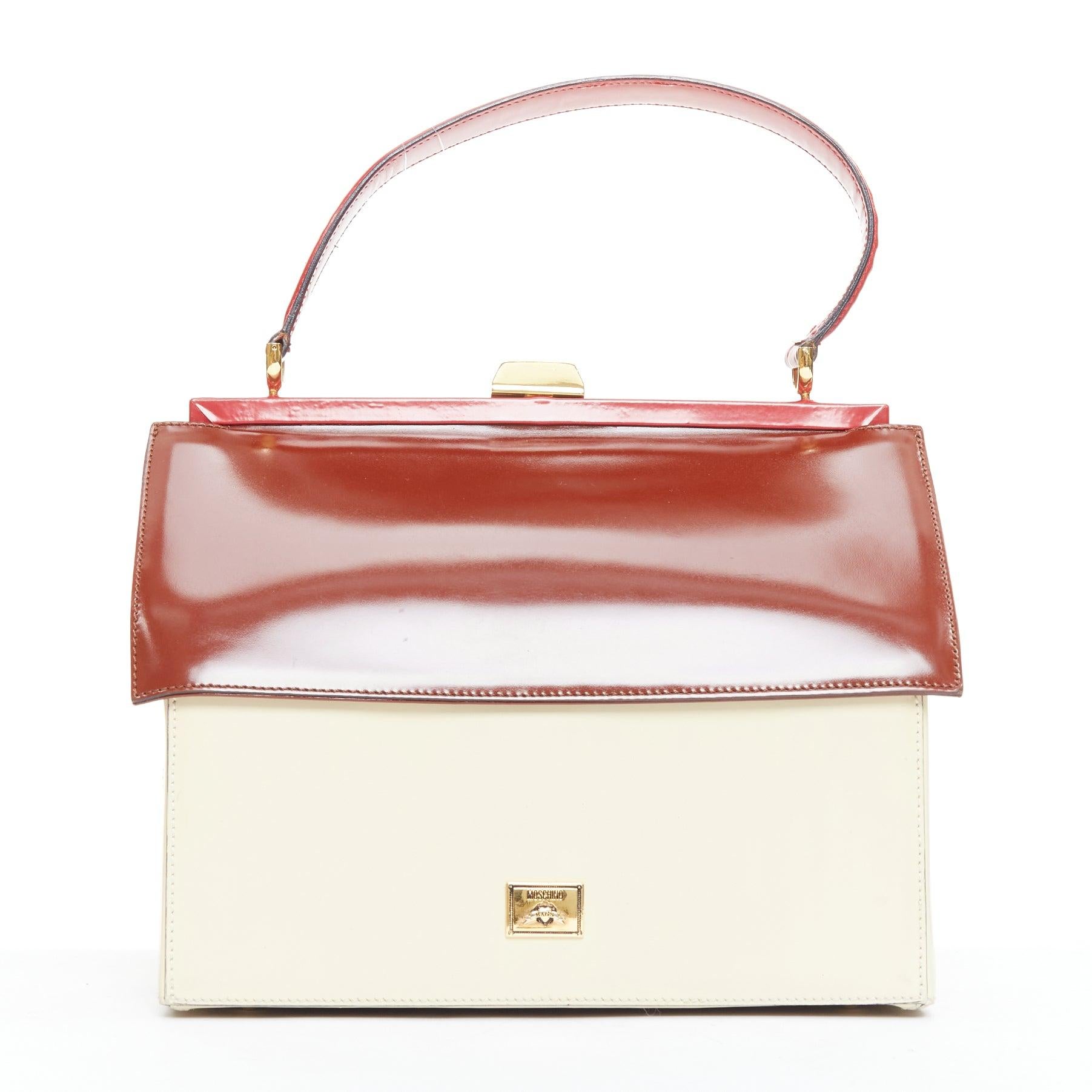 De las mujeres raro MOSCHINO años 90 Vintage burdeos Maison Moschino novedad Casa bolso de cuero en venta