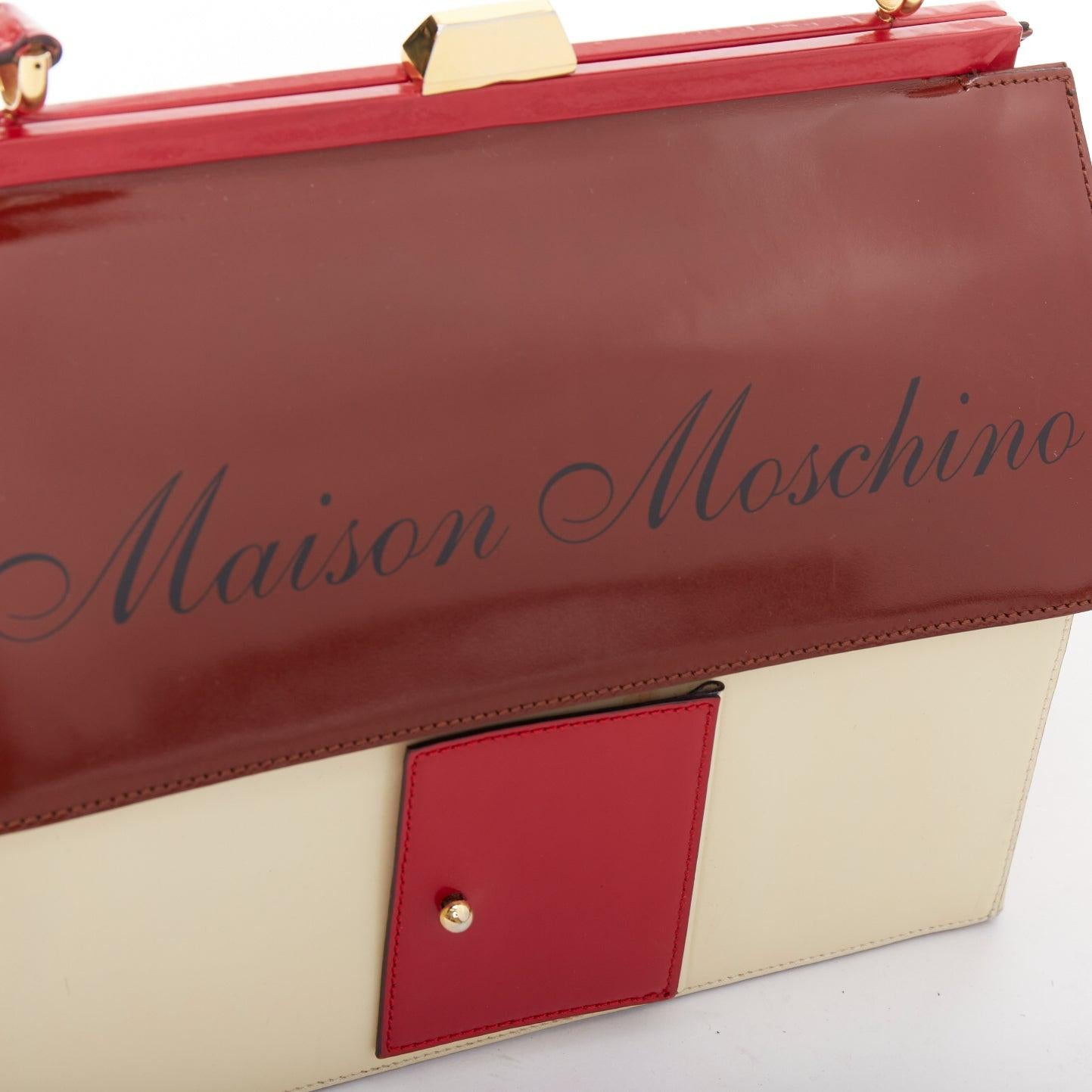 raro MOSCHINO años 90 Vintage burdeos Maison Moschino novedad Casa bolso de cuero en venta 2