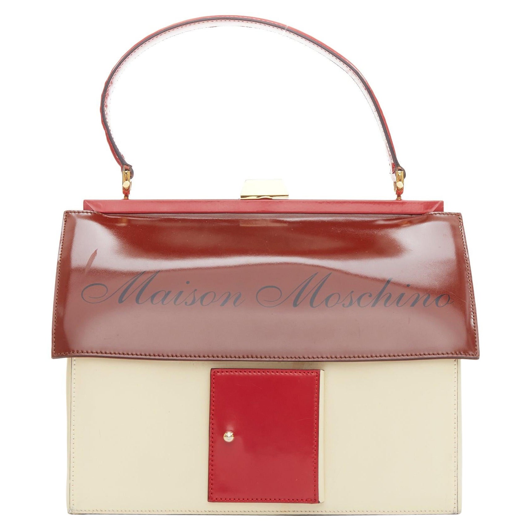 raro MOSCHINO años 90 Vintage burdeos Maison Moschino novedad Casa bolso de cuero en venta