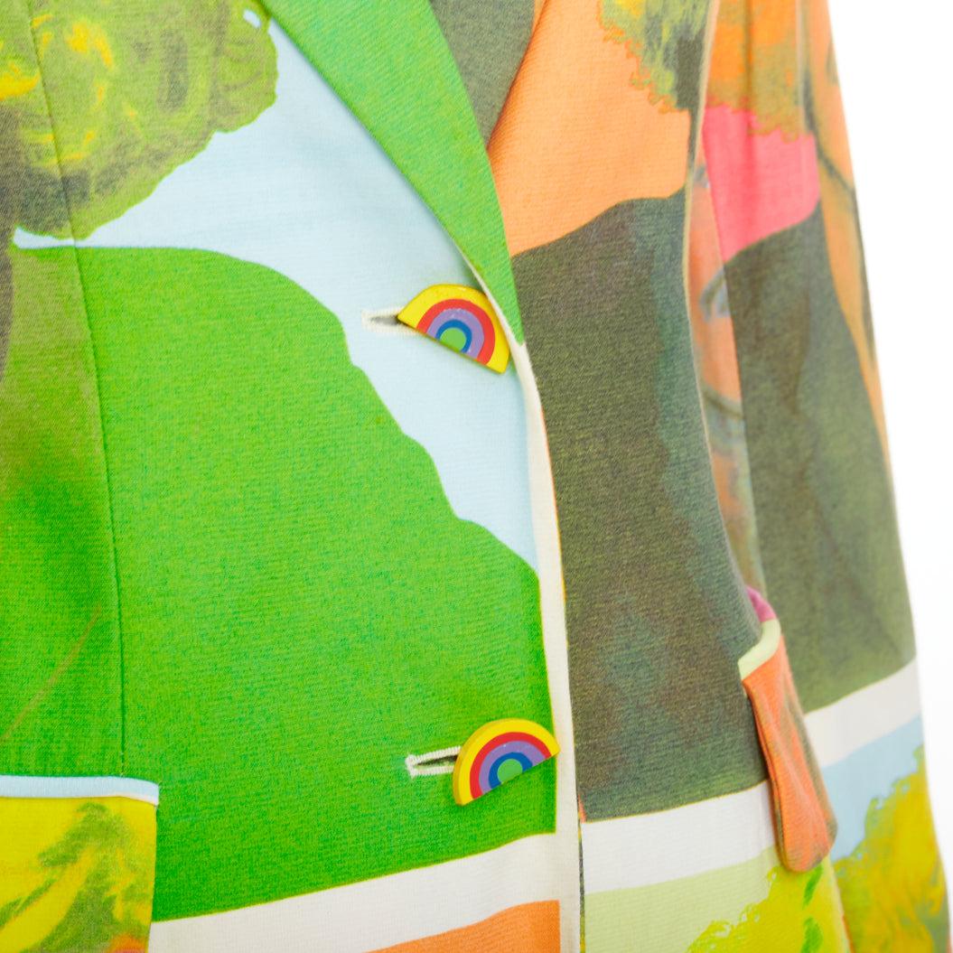 raro Moschino 1994 Runway Pop Art Self-Portrait blazer con bottoni arcobaleno IT38 XS in vendita 3