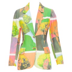 raro MOSCHINO 1994 Runway Pop Art Self Portrait rainbow button blazer IT38 XS