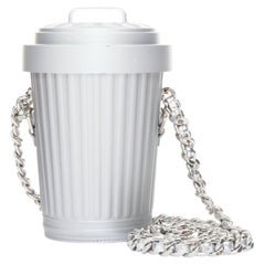 rare MOSCHINO 2017 Jeremy Scott Trash Can leather chain crossbody shoulder bag